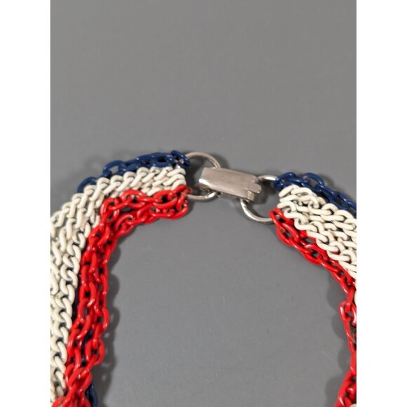 Vintage Red White Blue Multi Chain Bracelet 7" MCM Americana - Picture 5 of 7